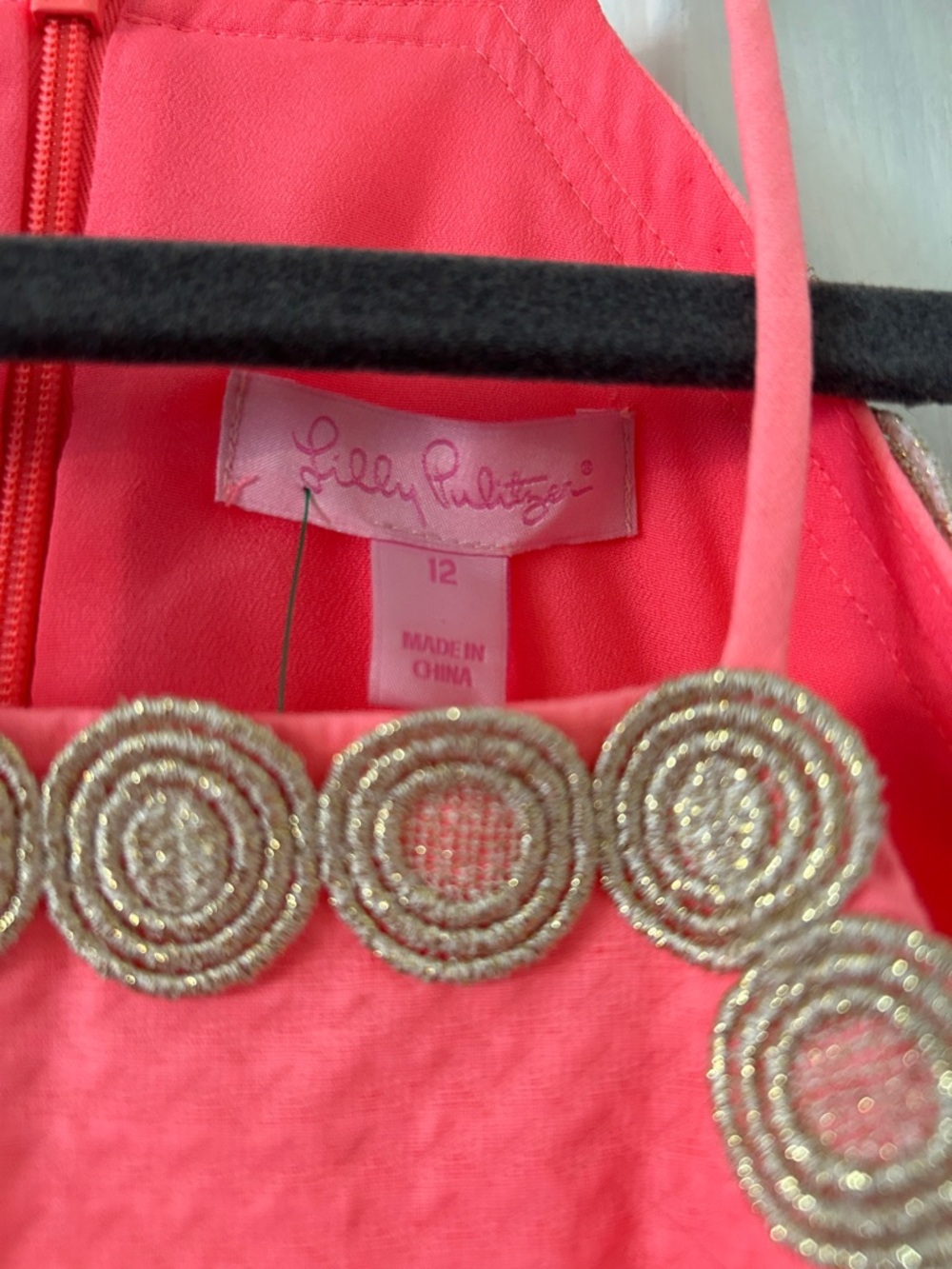 Lilly Pulitzer Coral Halter Dress with Gold Embellishment - Picture 2 of 4